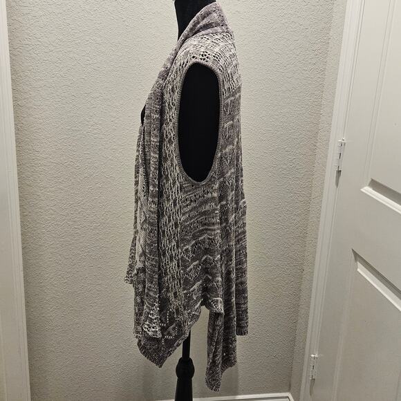 Anthropologie Moth Cardigan Women M/L Lavena Pointelle Draped Open Front Sweater - Picture 7 of 16